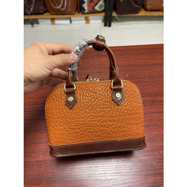 Handmade thickened vegetable tanned leather classic shell bag